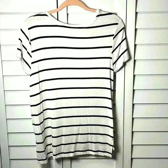 Halogen Scoop Neck Striped Tee Size Small Black & White - Picture 6 of 6
